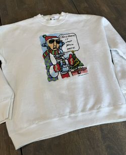 1996 MAXINE Fruit Of The Loom Crewneck XL Sweatshirt Hallmark Vintage Christmas Holiday White Red Comic Grumpy VTG Retro 90’s 