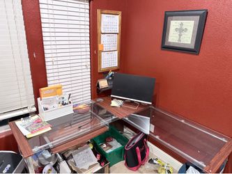 L Shape Desk with Glass