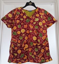 Thanksgiving print scrub top