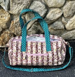 floral duffle bag with adjustable strap