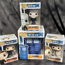 BBC Doctor Who Funko 4pc lot or separate: Tardis #227 * 9th (#295) & 10th ( #221) Doctors *