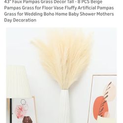 43"  Faux Pampas Grass Decor Set Of 10pcs