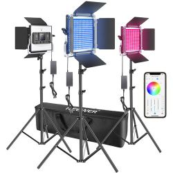 Neewer 3 Packs 660 LED Video Light with APP Control, Travel Bag Included
