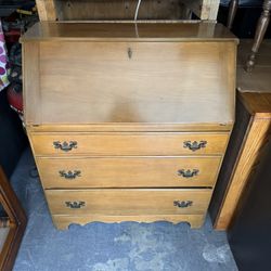 Antique / vintage solid wood secretary desk with three drawer dresser 16 1/2deep x 32 1/2 L x 40 H