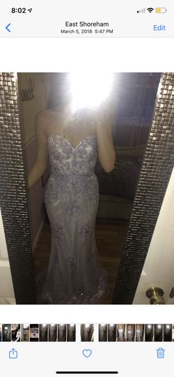 White and lilac prom gown