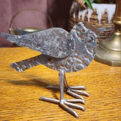 Small Decorative Embossed Metal Bird Statue