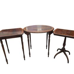 Antique Wood Nesting Tables , Set Of 3 