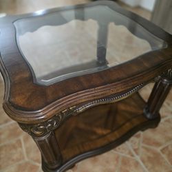 Solid Wood and Glass Coffee Table
