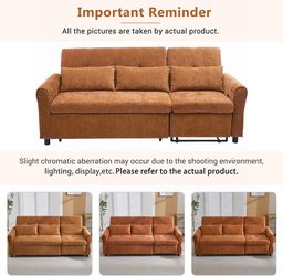 New 2-in-1 Convertible Sofa Bed & Recliner - 3-Position Adjustable Backrest (105°-180°), Reversible Design, Dual USB Ports, 82" Wide, Orange