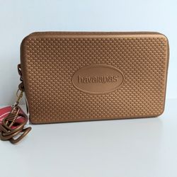 Havaianas Mini Bag Metallic Golden Blush Water Resistant Case Pouch