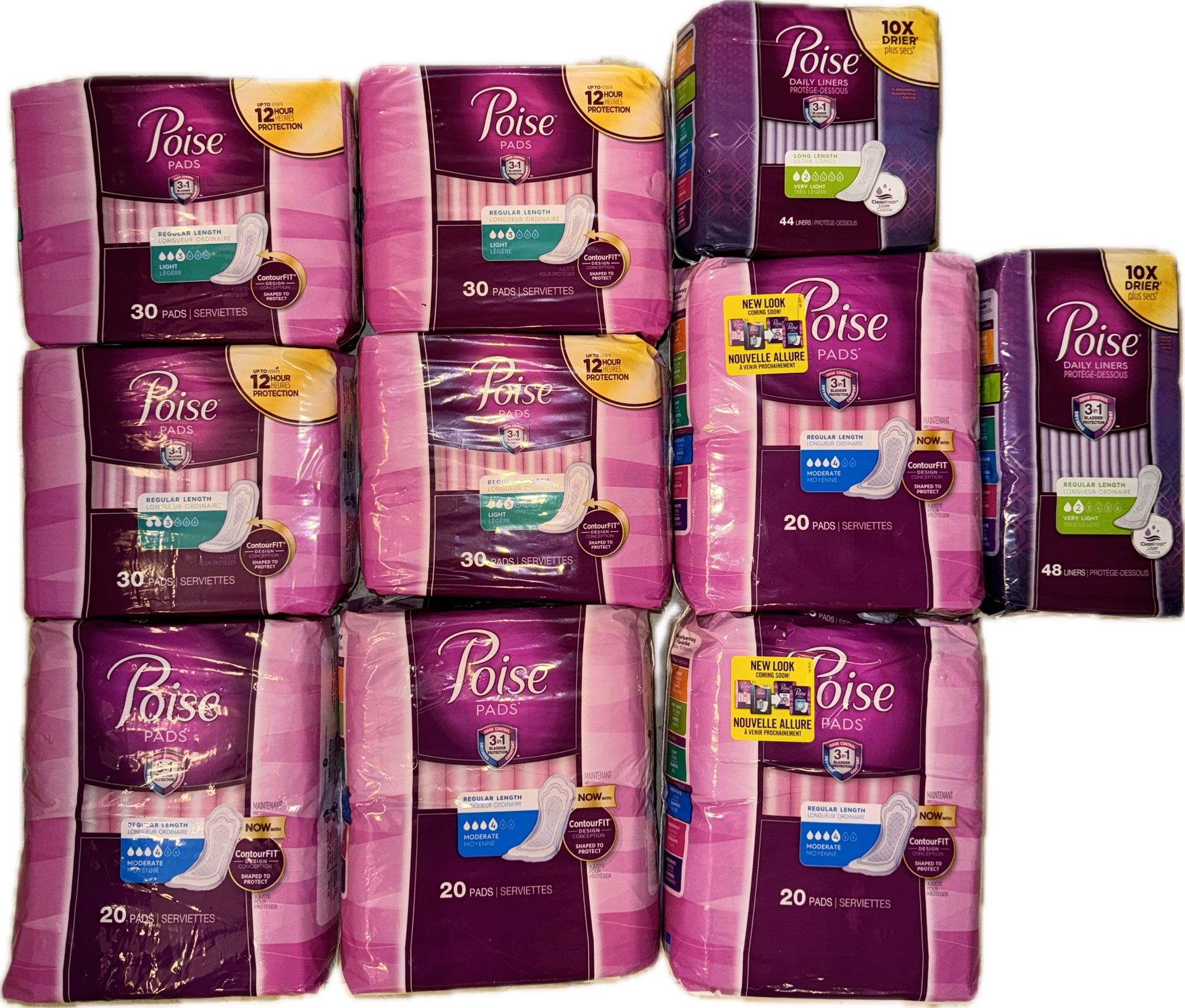 Poise Pads And Liner Bundle 10 Pack