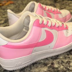 Viral Pink Nike Air Force 1 Low Dunks (Hand Painted)