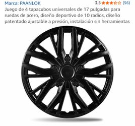 (#99801) PAANLOK 17-Inch Black Wheel Covers Set of 4
