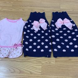 2 Matching medium Dog Sweaters And A Dog Day Dress