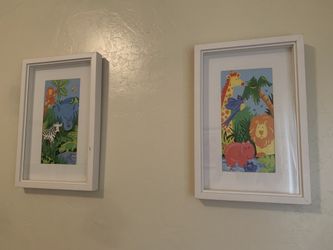 cartoon animal wall art for kids room.