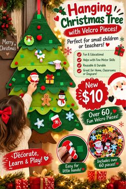 Felt Hanging Christmas Tree with Velcro Pieces