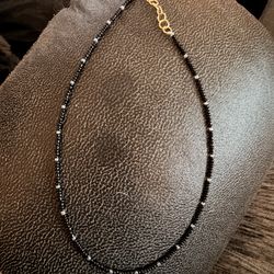 Black and white beaded choker
