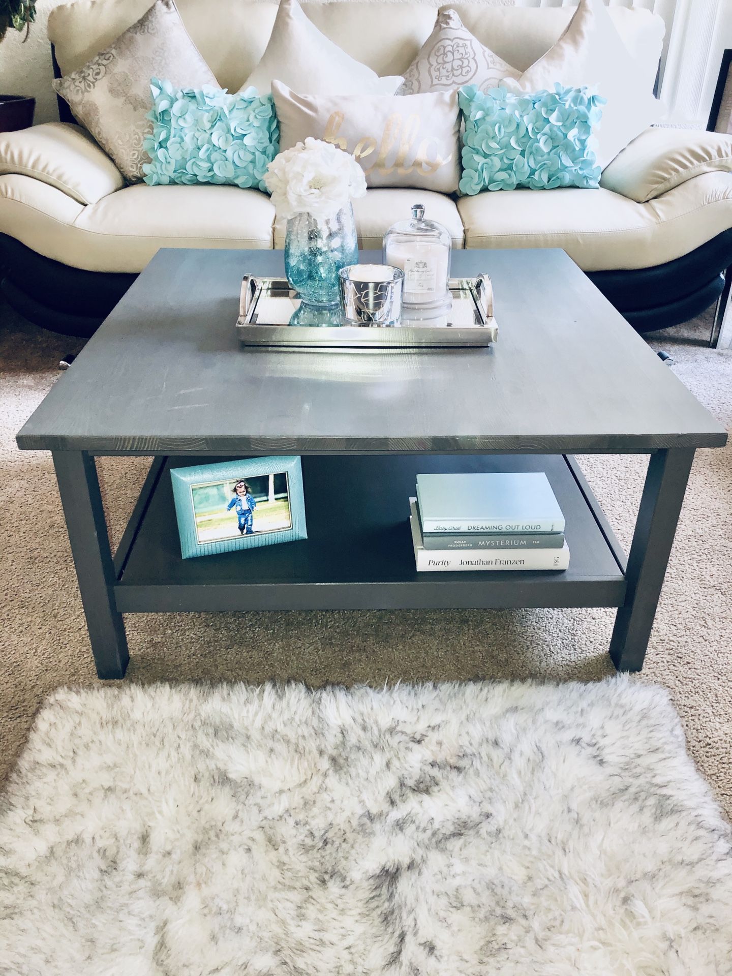 Grey Square Coffee Table (decor not included)