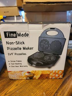 Pizzelle Maker By Fine Made Non Stick Ready To Cook 2x4" Pizzelles Quick Easy