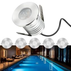 Gardencoin LED Underwater Pool Lights, 12V Micro Low Voltage Submersible Lights, Solid Metal Housing IP68 Ultra Waterproof, Recessed for Pool, Pond, A