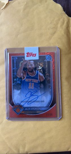Jalen Brunson orange parallel shimmer /25 autograph