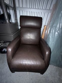 Brown single leather recliner