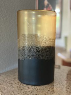 Large Black and Gold Glass Vase.