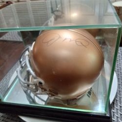 Joe Montana Signed Notre Dame Many Helmet In Display Case With JSA Certificate Of Authenticity