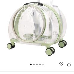 PET CUTE Transparent & Fully Breathable Pet Carrier Backpack with Trolley Wheels for Dogs,Cats, Small Pets