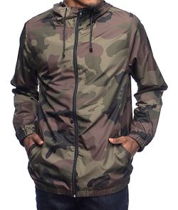 Zumiez Camouflage Skater Hoodie Lined Windbreaker Size Medium