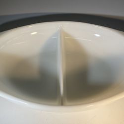 Pyrex 1083 Milk Glass Divided Oval Casserole Bake & Serve Dish 1 1/2"