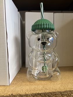 Starbucks Bearista Green Glass Cold Cup