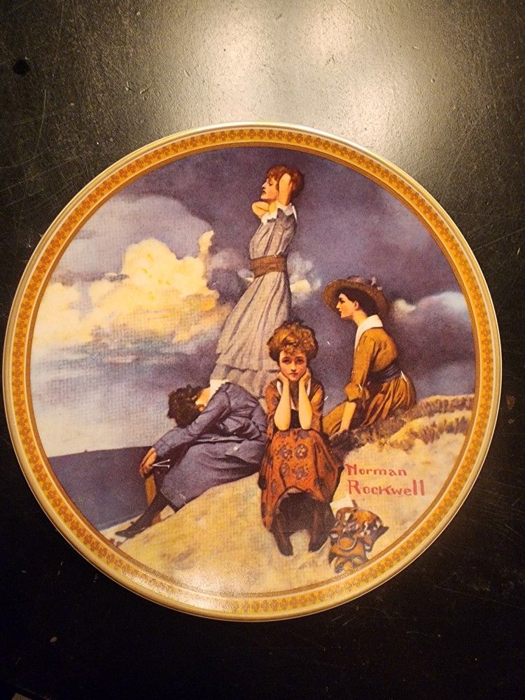 WAITING ON THE SHORE-Norman Rockwell Collector Plate