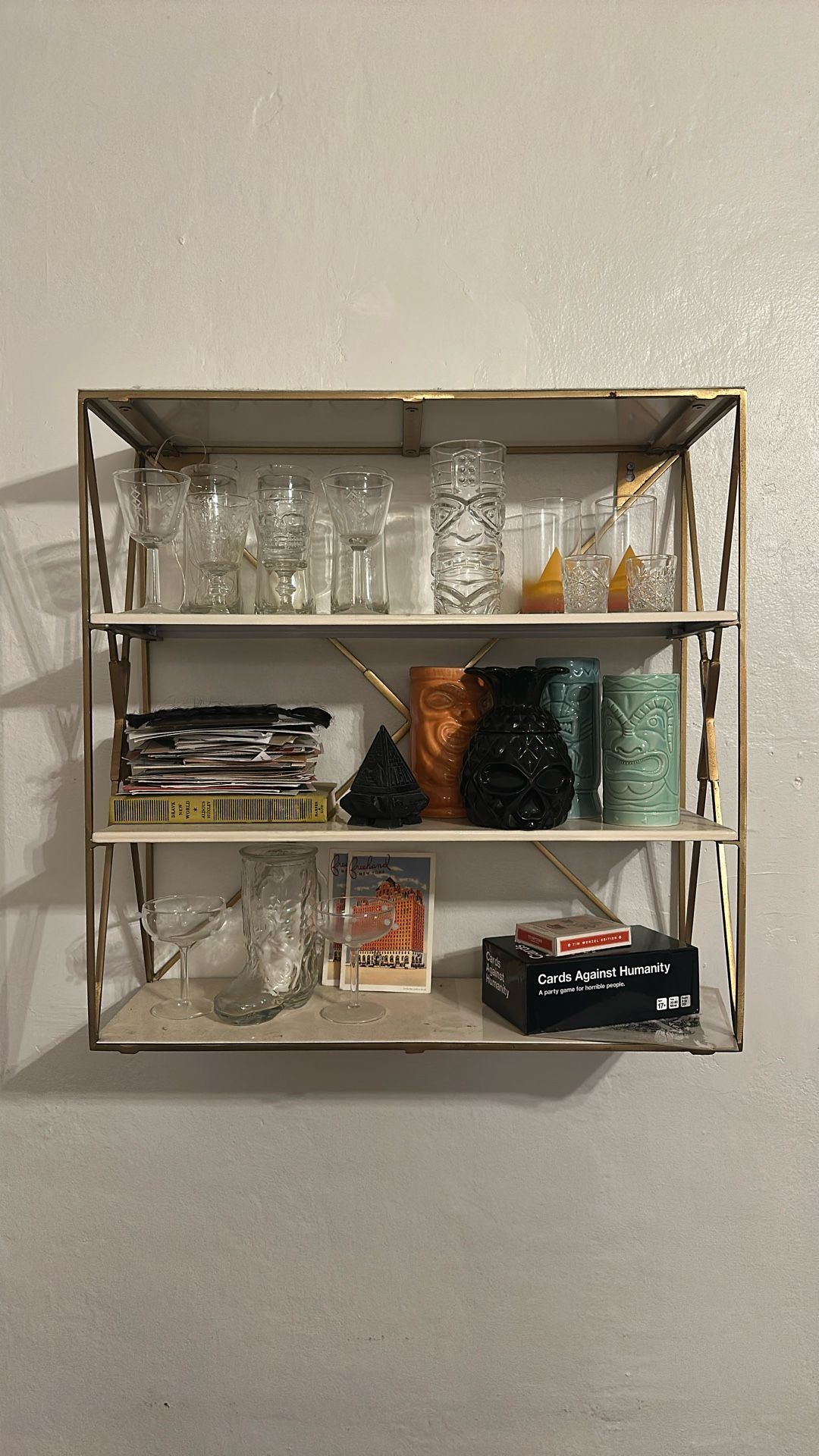 CB2 Brass And White Lacquer Shelves