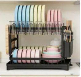 BRAND NEW Black2-Tier Kitchen Dish Drying Rackl Orga... 42*30*29cm