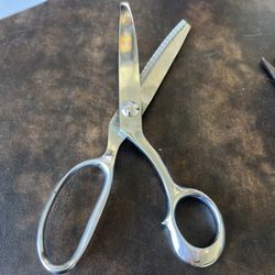 VTG Heavy Chrome Plated Large Pinking Shears Scissors Made in Italy 9”