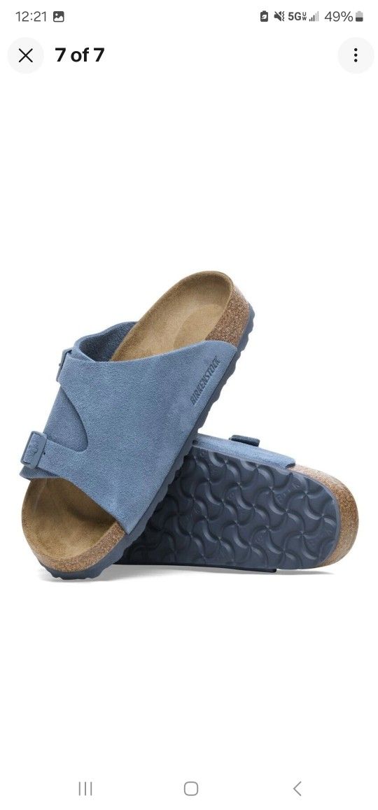 Birkenstock Zurich Suede Sandals Blue  NEW