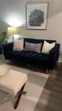 Navy Blue Velvet Tufted Sofa