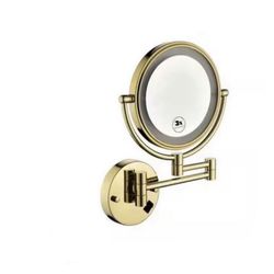 TOOLKISS 9.8 in. W x 9.8 in. H Small Round Magnifying Freestanding Wall Bathroom Makeup Mirror in Gold