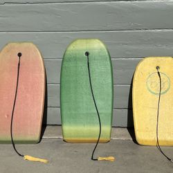 Two Vintage Morey 136 Boogie boards And BZ Original Boogey Board Bodyboard Surfing