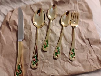 Five Piece Christmas Cutlery