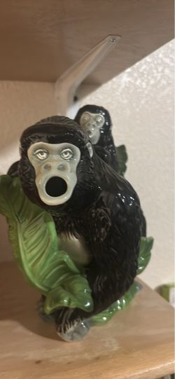 Ceramic Gorilla Figurine with Baby