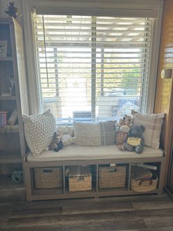 Oak Book Shelf Storage Bench