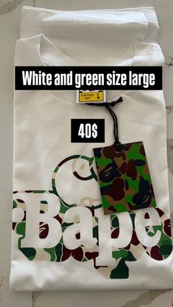 BAPE A Bathing Ape White Camo Logo Tee Size L