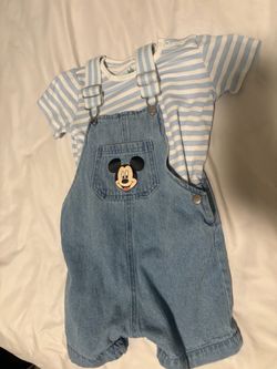 Disney Mickey Mouse Baby Denim Overalls Set