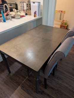 Dark Wood Dining Table - 6 Chairs