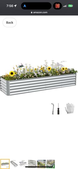 Raised Garden Bed 8x2x1.4ft, Galvanized Raised Garden Beds Outdoor for Vegetables Flowers Herbs, Steel Large Deep Planter Box, Tall Raised Garden Bed 