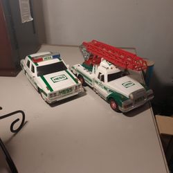 Hess Bundle Hess Oil Company 1993 Patrol Car Toy Model Vintage   1994 HESS Gasoline Gas & Motor Oil Battery Operated Rescue Truck New Old Stock