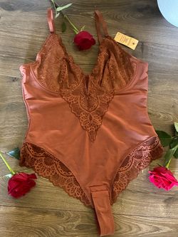 Rust Lace Lingerie Bodysuit with Tags