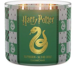 Goose Creek Harry Potter Slytherin 3-wick Black Lake Waters, Fog-Laced Dungeons, Woodland Embers & Smoldering Amber Scented Jar Candle, 14.5oz
